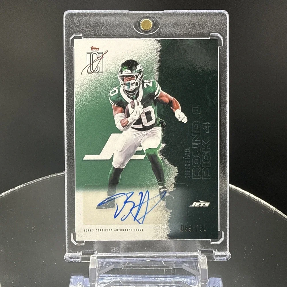 Topps Signature Class 2025 Breece Hall Jets Round 1 Pick 4 Auto #92 /150